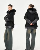 Manteau d'hiver court deux en un noir_