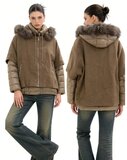 Taupe korte two in one winterjas_