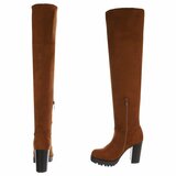 Camel hoge suede overknee laars Rilana_