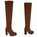 Camel hoge suede overknee laars Rilana_