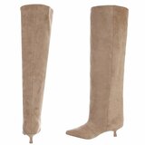 Kaki bruine suede overknee laars Kristel_