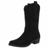 Half hoge zwarte suede western-biker laars Chilou_