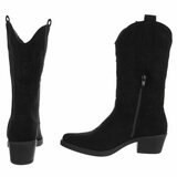 Half hoge zwarte suede western-biker laars Chilou_