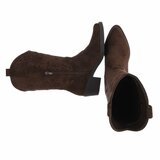 Bottes western-biker mi-hautes en daim brun foncé Chilou_