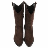 Bottes western-biker mi-hautes en daim brun foncé Chilou_