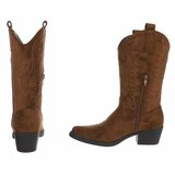 Bottes western-biker mi-hautes en daim brun clair Chilou_