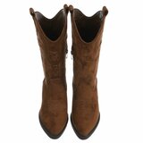 Bottes western-biker mi-hautes en daim brun clair Chilou_