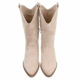 Bottes western-biker mi-hautes en daim beige Chilou_