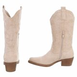 Bottes western-biker mi-hautes en daim beige Chilou_