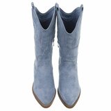 Bottes western-biker mi-hautes en daim bleu clair Chilou_