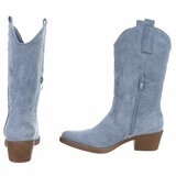 Bottes western-biker mi-hautes en daim bleu clair Chilou_