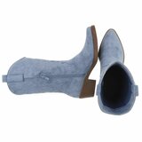 Bottes western-biker mi-hautes en daim bleu clair Chilou_