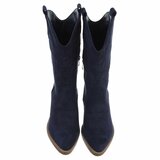 Half hoge donker blauwe suede western-biker laars Chilou_