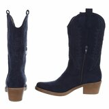 Half hoge donker blauwe suede western-biker laars Chilou_