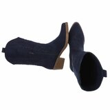 Half hoge donker blauwe suede western-biker laars Chilou_