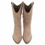 Bottes western-biker mi-hautes en daim brun kaki Chilou_