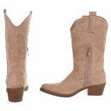 Bottes western-biker mi-hautes en daim nude Chilou_