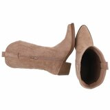 Bottes western-biker mi-hautes en daim nude Chilou_