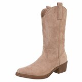 Bottes western-biker mi-hautes en daim nude Chilou_