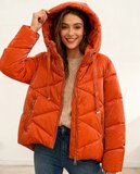 Trendy oranje korte down jacket_
