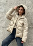 Trendy beige korte down jacket_
