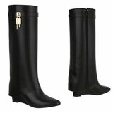 Hoge zwarte wedge laars met omslag Chalissa_