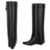 Hoge zwarte wedge laars met omslag Chalissa_