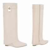 Hoge beige wedge laars met omslag Chalissa_
