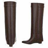 Hoge bruine wedge laars met omslag Chalissa_