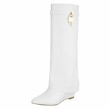 Hoge witte wedge laars met omslag Chalissa_