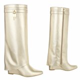 Hoge gouden wedge laars met omslag Chalissa_