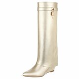 Hoge gouden wedge laars met omslag Chalissa_