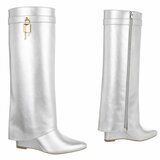 Bottes hautes à talons compensées argent à rabat Chalissa_