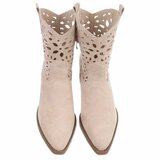 Beige western-biker enkellaarsje Cherony_