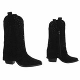 Zwarte suede laars met omslag Cherona_