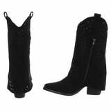 Zwarte suede laars met omslag Cherona_