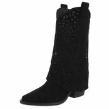 Zwarte suede laars met omslag Cherona_