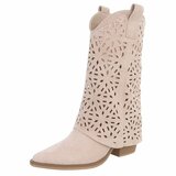 Beige suede laars met omslag Cherona_