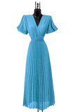 Stijlvolle blauwe maxi plisse jurk _