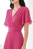 Stijlvolle fuchsia maxi plisse jurk _
