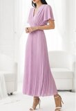 Stijlvolle lila maxi plisse jurk _