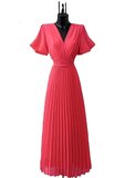 Stijlvolle raspberry rode maxi plisse jurk  TEMPORAY SOLD OUT_