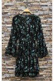 Prachtige korte zwart-groene wikkeljurk met bloemenprint   SOLD OUT_