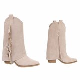 Bottes western-biker mi-hautes en daim beige Solana_