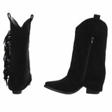 Bottes western-biker mi-hautes en daim noir Solana_