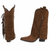 Bottes western-biker mi-hautes en daim brun clair Solana_