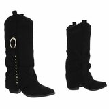 Bottes motardes western hautes en daim noir Celina_