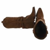 Bottes motardes western hautes en daim brun clair Celina_