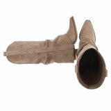 Bottes motardes western hautes en daim brun kaki Celina_