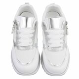 Baskets blanches Alegra avec accents argentés_